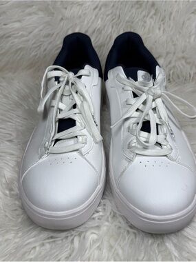 On Cloud Running White Sneakers with Navy Interior